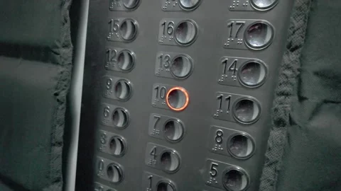 Elevator Floor Buttons Panel with Floor 10 Lit Up, Brazil Stock Footage 334786843