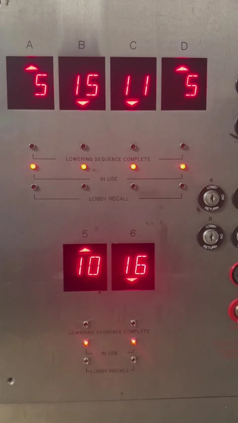 Elevator Floor Indicator Panel with Red Digital Numbers Stock Footage 344593766