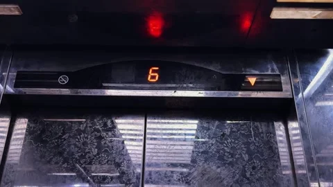Elevator Floor Number Seven Moving Downward Stock Footage 334393142