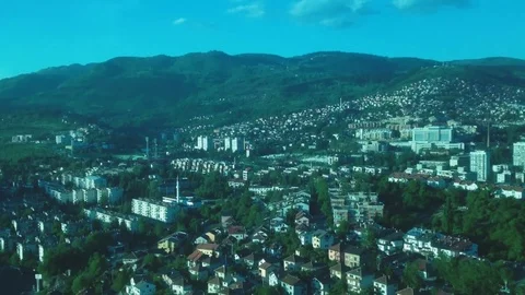 Elevator flow up over city landscape. Stock Footage 80573934
