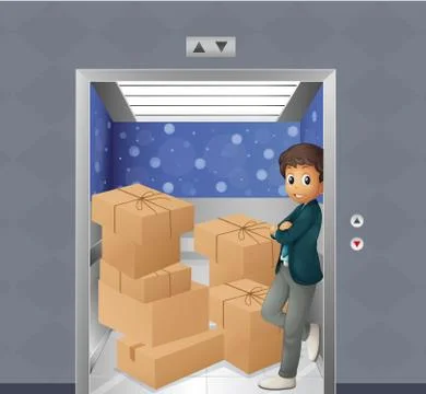 An elevator full of boxes Stock Illustration