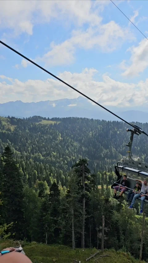 Elevator, funicular on Krasnaya Polyana in Sochi, mountains Stock Footage 314372323