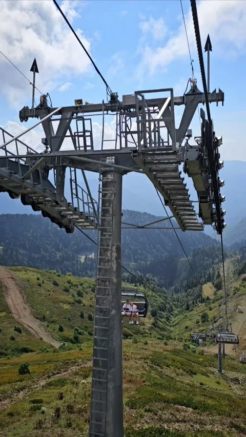 Elevator, funicular on Krasnaya Polyana in Sochi, mountains Stock Footage 314372337