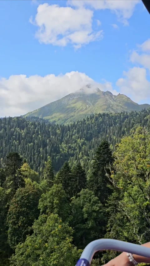 Elevator, funicular on Krasnaya Polyana in Sochi, mountains Stock Footage 314372358