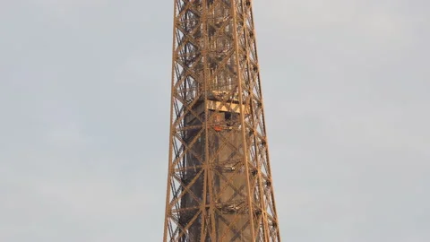 Elevator giving access to the third floor descending the Eiffel Tower in Paris Stock Footage 224140187