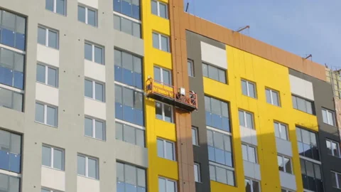 Elevator going down on building at building site Stock Footage 86926763