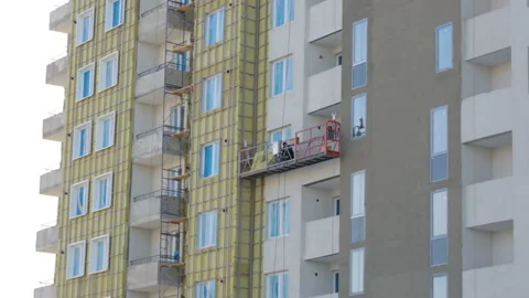 Elevator going down on building at building site Stock Footage 86927072