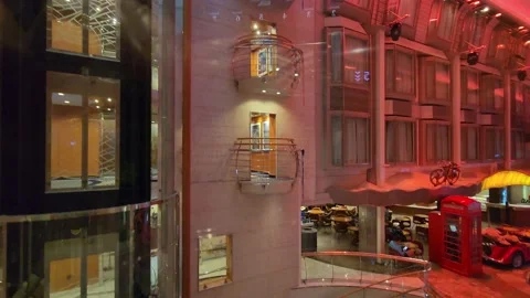 Elevator going Down Inside Cruiseship Voyage of The Seas Stock Footage 238009846
