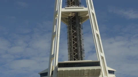 Elevator going up in the Space Needle Tower in Seattle Stock Footage 48013247
