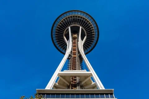 The elevator going up to the top of the Space Needle in Seattle Stock Photos