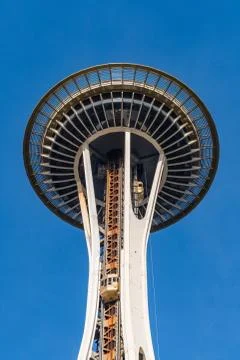 The elevator going up to the top of the Space Needle in Seattle Stock Photos