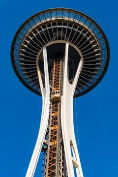 The elevator going up to the top of the Space Needle in Seattle Stock Photos