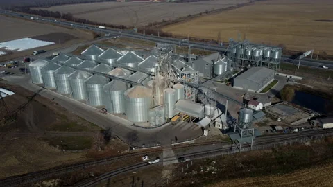 Elevator. Grain elevator. Granary. Large metal structure grain elevator Storage Video stock 331114761