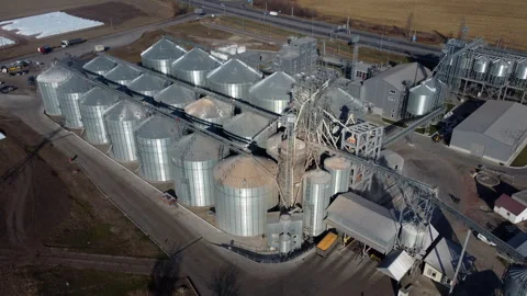 Elevator. Grain elevator. Granary. Large metal structure grain elevator Storage Video stock 331114946