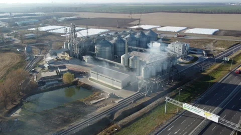 Elevator. Grain elevator. Granary. Large metal structure grain elevator Storage Video stock 331182843