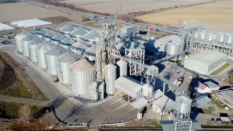 Elevator. Grain elevator. Granary. Large metal structure grain elevator Storage Video stock 331184596