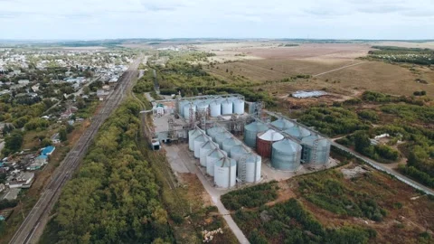 Elevator - grain processing complex for compound feeds Stock Footage 164586455