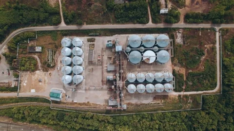 Elevator - grain processing complex for compound feeds Stock Footage 164586676