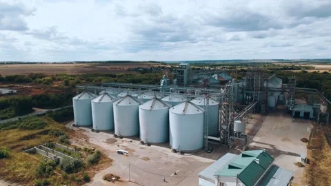 Elevator - grain processing complex for compound feeds Stock Footage 164586745