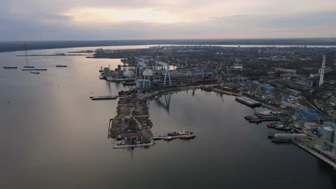 Elevator, grain, wheat, ships are standing. War in Ukraine. Stock Footage 196235989