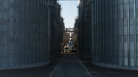 Elevator, Granary drone flight between storage Video stock 197703052