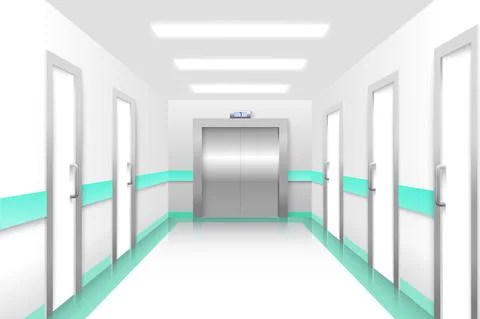 Elevator hall office interior realistic 3d vector Stock Illustration