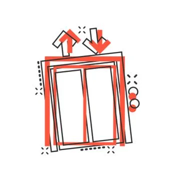 Elevator icon in comic style. Lift cartoon vector illustration on white isola 스톡 일러스트