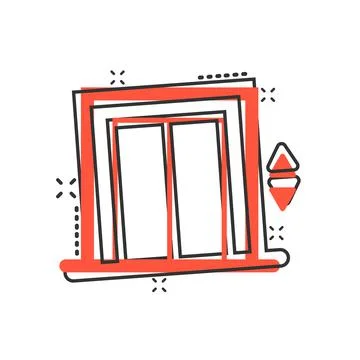 Elevator icon in comic style. Lift cartoon vector illustration on white isola 스톡 일러스트