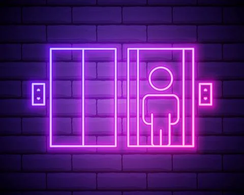 Elevator icon. Elements of hotel in neon style icons. Simple icon for website Stock Illustration
