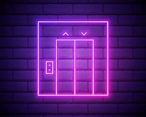 Elevator icon. Elements of hotel in neon style icons. Simple icon for website Stock Illustration