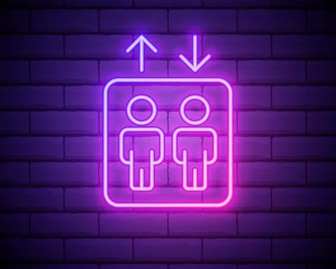 Elevator icon. Elements of hotel in neon style icons. Simple icon for website Stock Illustration