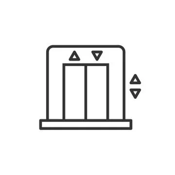 Elevator icon in flat style. Lift vector illustration on white isolated backg Ilustración de archivo