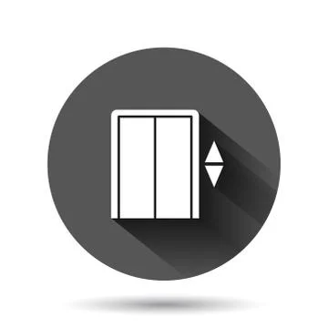 Elevator icon in flat style. Lift vector illustration on black round backgrou Illustrazione stock