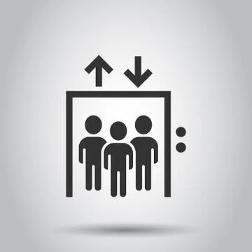 Elevator icon in flat style. Lift vector illustration on white isolated backg Stock Illustration