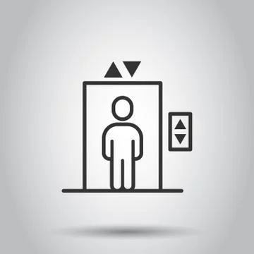 Elevator icon in flat style. Lift vector illustration on white isolated backg Illustrazione stock