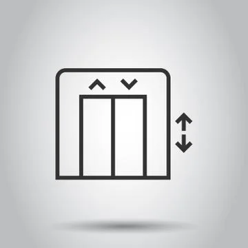 Elevator icon in flat style. Lift vector illustration on white isolated backg Illustrazione stock