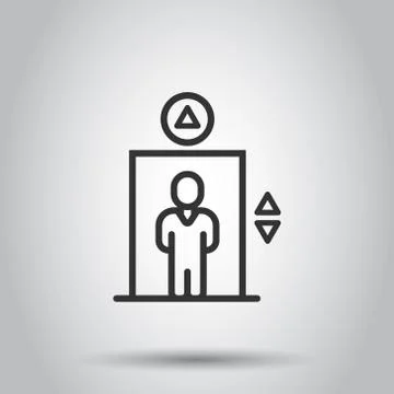 Elevator icon in flat style. Lift vector illustration on white isolated backg Stock Illustration