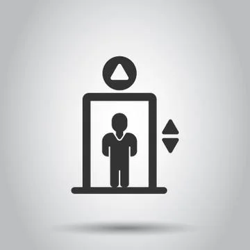 Elevator icon in flat style. Lift vector illustration on white isolated backg イラスト素材