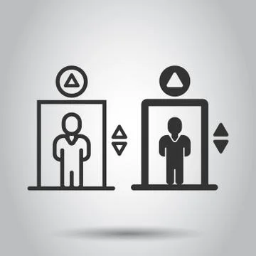 Elevator icon in flat style. Lift vector illustration on white isolated backg Illustrazione stock