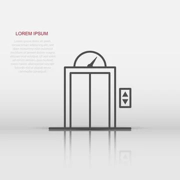 Elevator icon in flat style. Lift vector illustration on white isolated bac.. Ilustración de archivo