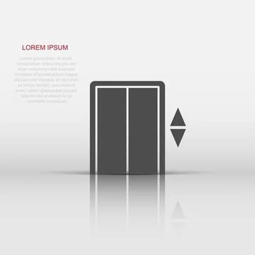 Elevator icon in flat style. Lift vector illustration on white isolated bac.. Stock Illustration