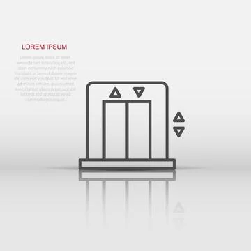 Elevator icon in flat style. Lift vector illustration on white isolated bac.. Ilustración de archivo