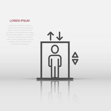 Elevator icon in flat style. Lift vector illustration on white isolated bac.. Stock Illustration
