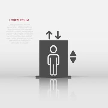 Elevator icon in flat style. Lift vector illustration on white isolated bac.. Illustrazione stock