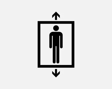 Elevator Icon Lift Arrow Up Down Man Person Stick Figure Icon Sign Vector Stock Illustration