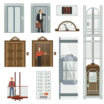 Elevator Icon Set Illustrazione stock