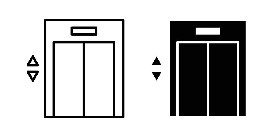 Elevator icon thin line and clipart style vector set 스톡 일러스트