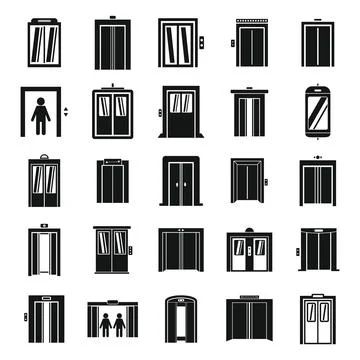 Elevator icons set, simple style Illustrazione stock