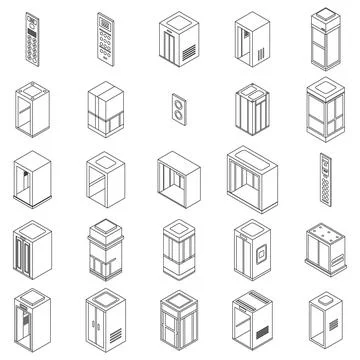 Elevator icons set vector outline Stock Illustration