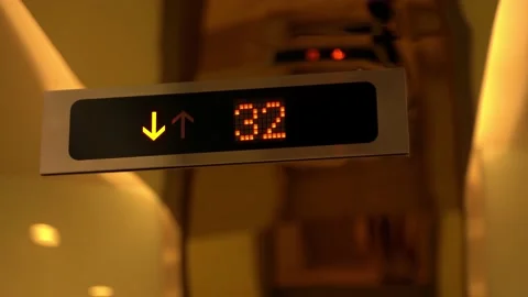 Elevator information screen. The lift descends from the 40th floor. Video stock 160036457